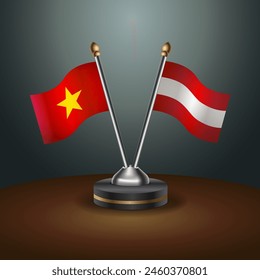 Vietnam and Austria table flags relation with gradient backgrund. Vector Illustration