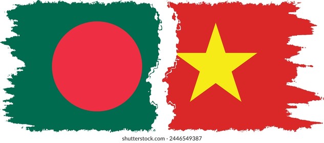 Vietnam and Bangladesh grunge flags connection, vector