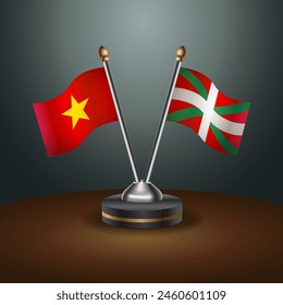 Vietnam and Basque lands table flags relation with gradient backgrund. Vector Illustration