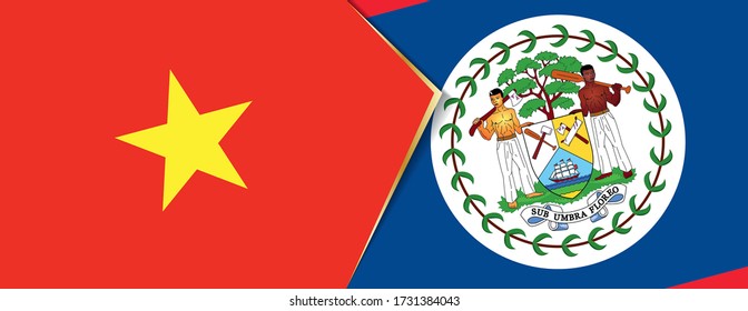 Banderas de Vietnam y Belice, dos banderas vectoriales símbolo de relación o confrontación.