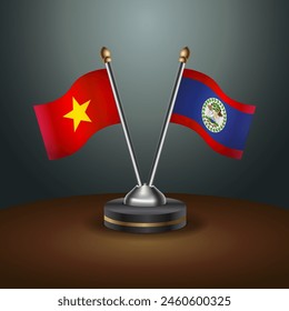 Vietnam and Belize table flags relation with gradient backgrund. Vector Illustration