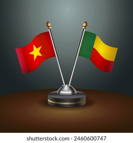 Vietnam and Benin table flags relation with gradient backgrund. Vector Illustration