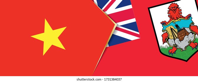 Banderas de Vietnam y Bermudas, dos banderas vectoriales símbolo de relación o enfrentamiento.