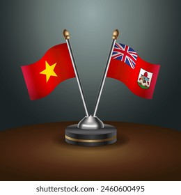 Vietnam and Bermuda table flags relation with gradient backgrund. Vector Illustration