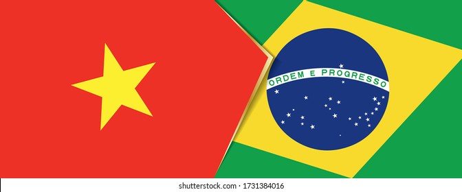 Vietnam and Brazil flags, two vector flags symbol of relationship or confrontation.