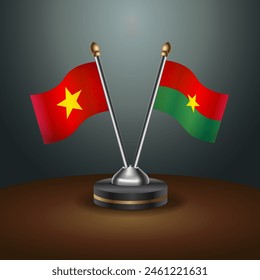 Vietnam and Burkina table flags relation with gradient backgrund. Vector Illustration
