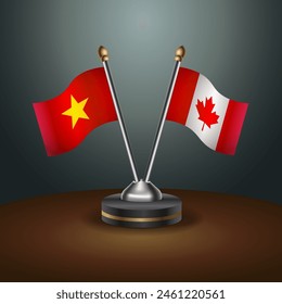 Vietnam and Canada table flags relation with gradient backgrund. Vector Illustration
