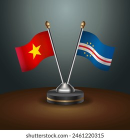 Vietnam and Cape Verde table flags relation with gradient backgrund. Vector Illustration
