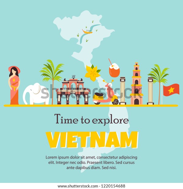 Vietnam Cartoon Vector Banner Travel Illustration Stock Vector (Royalty ...