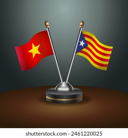 Vietnam and Catalonia table flags relation with gradient backgrund. Vector Illustration
