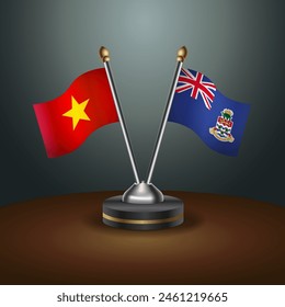 Vietnam and Cayman Islands table flags relation with gradient backgrund. Vector Illustration
