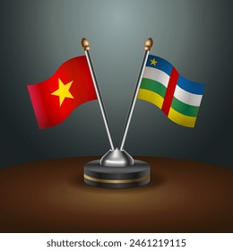 Vietnam and Central African Republic table flags relation with gradient backgrund. Vector Illustration
