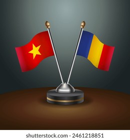 Vietnam and Chad table flags relation with gradient backgrund. Vector Illustration
