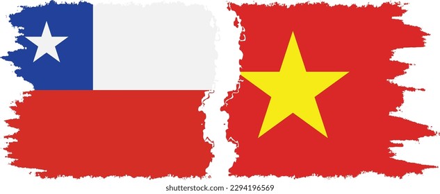 Vietnam and Chile grunge flags connection, vector