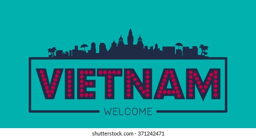 Vietnam city skyline silhouette vector design