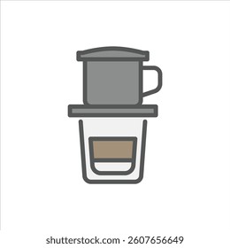 Vietnam coffee filled outline icon. Vietnam coffee color line illustration.