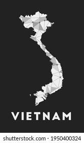 Vietnam communication network map. Trendy geometric design on dark background. Technology, internet, network, telecommunication concept. Vector illustration.