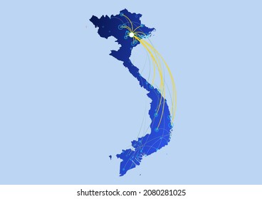 Vietnam concept map, illustration of Vietnam for internet or innovation or technology. File is suitable for digital editing and prints of all sizes.