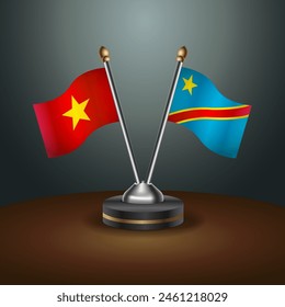 Vietnam and Congo table flags relation with gradient backgrund. Vector Illustration
