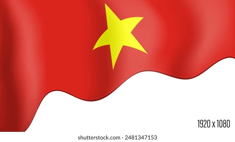 Vietnam country flag realistic independence day background. Vietnamese commonwealth banner in motion waving, fluttering in wind. Festive patriotic HD format template for independence day