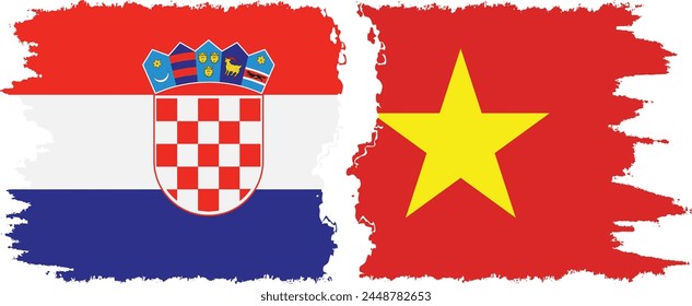 Vietnam and Croatia grunge flags connection, vector