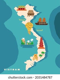 Vietnam Culture Icons In Map