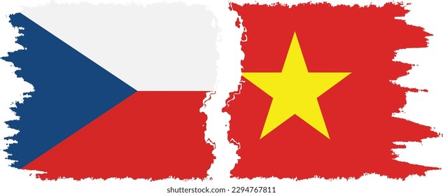 Vietnam and Czech Republic grunge flags connection, vector