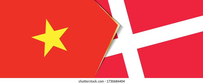 Vietnam and Denmark flags, two vector flags symbol of relationship or confrontation.