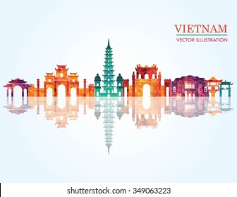 Vietnam detailed skyline. Vector illustration