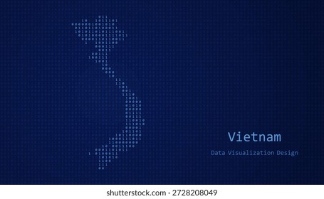 Vietnam Mapa Digital formado com uns e zeros para o projeto de visualização de dados