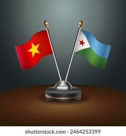Vietnam and Djibouti table flags relation with gradient backgrund. Vector Illustration