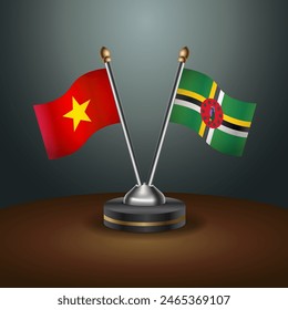 Vietnam and Dominica table flags relation with gradient backgrund. Vector Illustration
