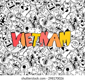 Vietnam doodle hipster background