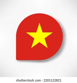 Vietnam drop flag icon with shadow on white background.