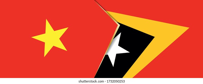 Vietnam and East Timor flags, two vector flags symbol of relationship or confrontation.