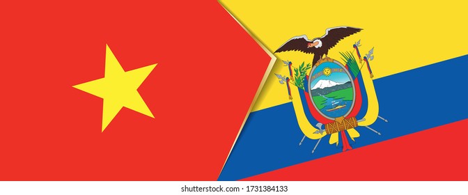 Banderas de Vietnam y Ecuador, dos banderas vectoriales símbolo de relación o confrontación.