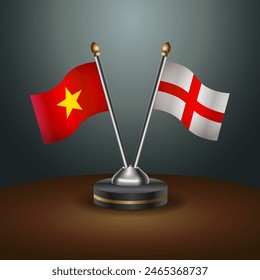 Vietnam and England table flags relation with gradient backgrund. Vector Illustration