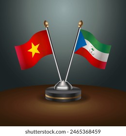 Vietnam and Equatorial Guinea table flags relation with gradient backgrund. Vector Illustration