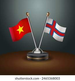 Vietnam and Faroe Islands table flags relation with gradient backgrund. Vector Illustration