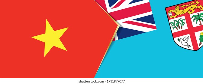 Vietnam and Fiji flags, two vector flags symbol of relationship or confrontation.