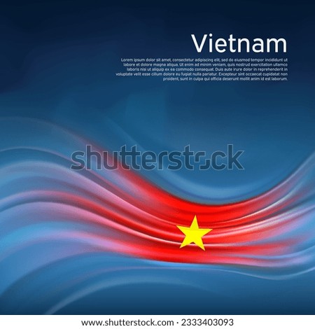 Vietnam flag background. Abstract vietnamese flag in the blue sky. National holiday card design. State banner, vietnam poster, patriotic cover, flyer. Business brochure design. Vector illustration