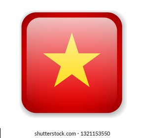 Vietnam flag bright square icon. Vector Illustration