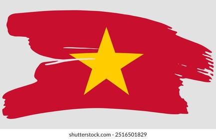 Vietnam flag brush paint texture. Grunge Vietnam flag. Vietnam emblem brush concept
