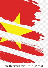 Vietnam flag brush paint textured isolated  on png or transparent background. vector illustration 