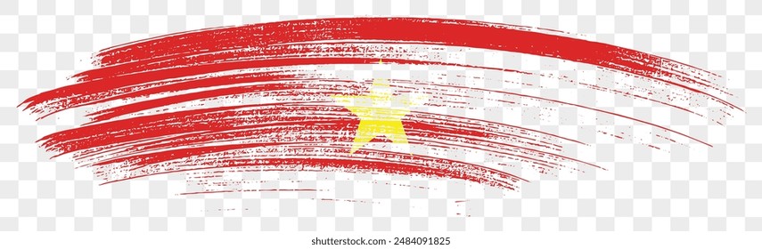 Vietnam flag brush paint textured isolated  on png or transparent background. vector illustration 