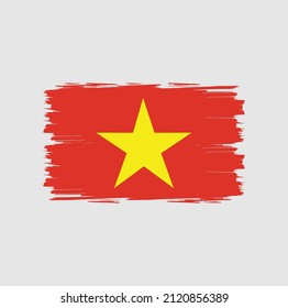 Vietnam flag with brush stroke background