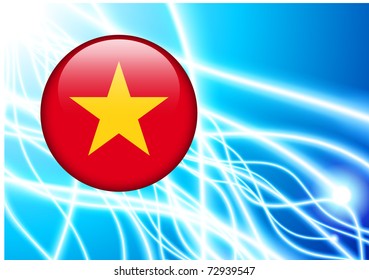 Vietnam Flag Button on Abstract Light Background Original Illustration