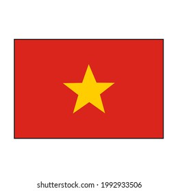 Vietnam Flag Button rectangle on isolated white for Asia Country push button concepts.