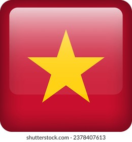 Vietnam Flaggenknopf. Square-Emblem von Vietnam. Vektorgrafik 
vietnamesische Flagge, Symbol. Farben korrekt.