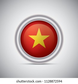 Vietnam flag button style. Vector image